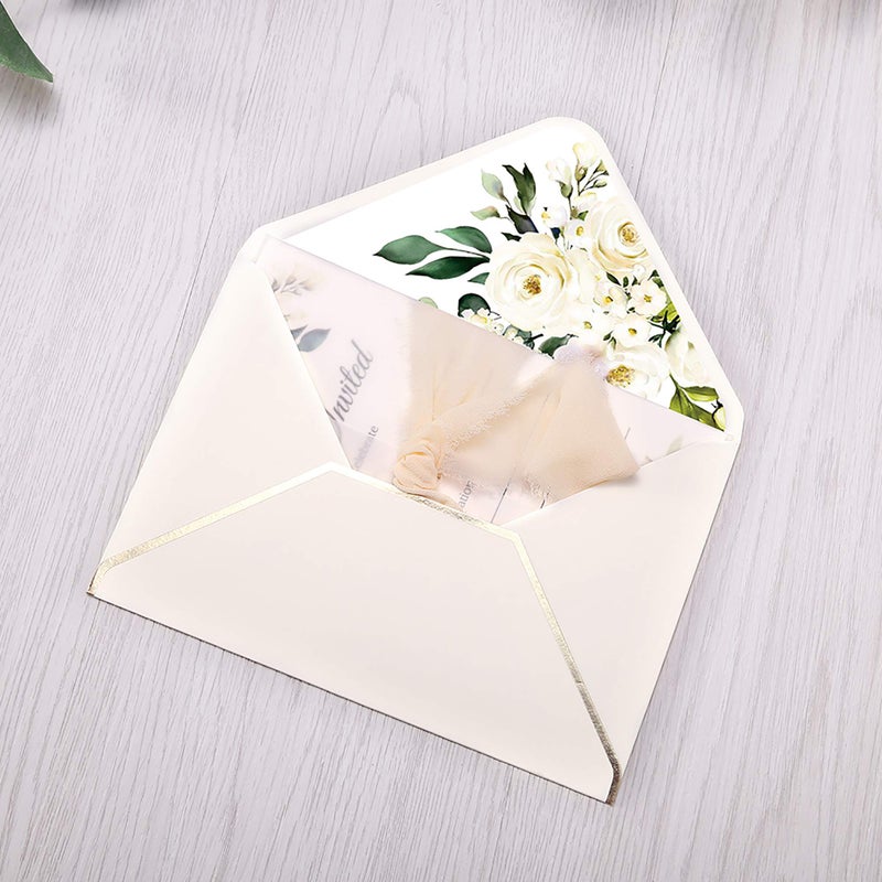 DORIS HOME 25PCS Invitations Cards for Bridal Shower Invite/Baby Shower/Wedding/Rehearsal (25PCS Cream Flower Fill-in) - Image 2